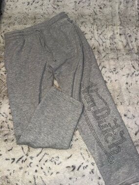 Light Grey Von Dutch sweatpants with rhinestones